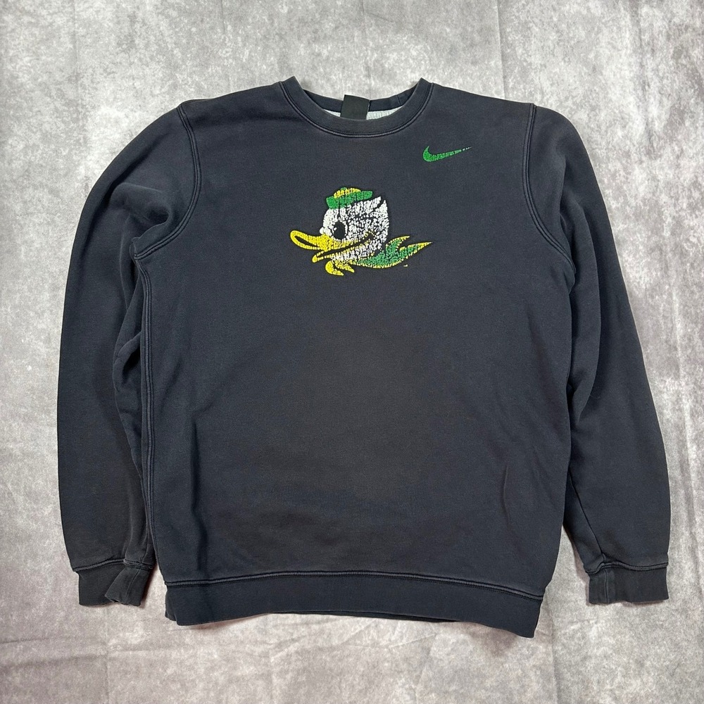 Nike Oregon Ducks Puddles Mascot Crewneck Sweatshirt Men M Black NCAA Collegiate